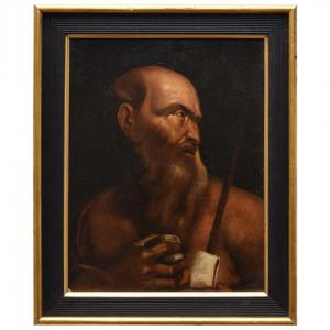 San Girolamo XVII secolo dipinto olio su cartoncino